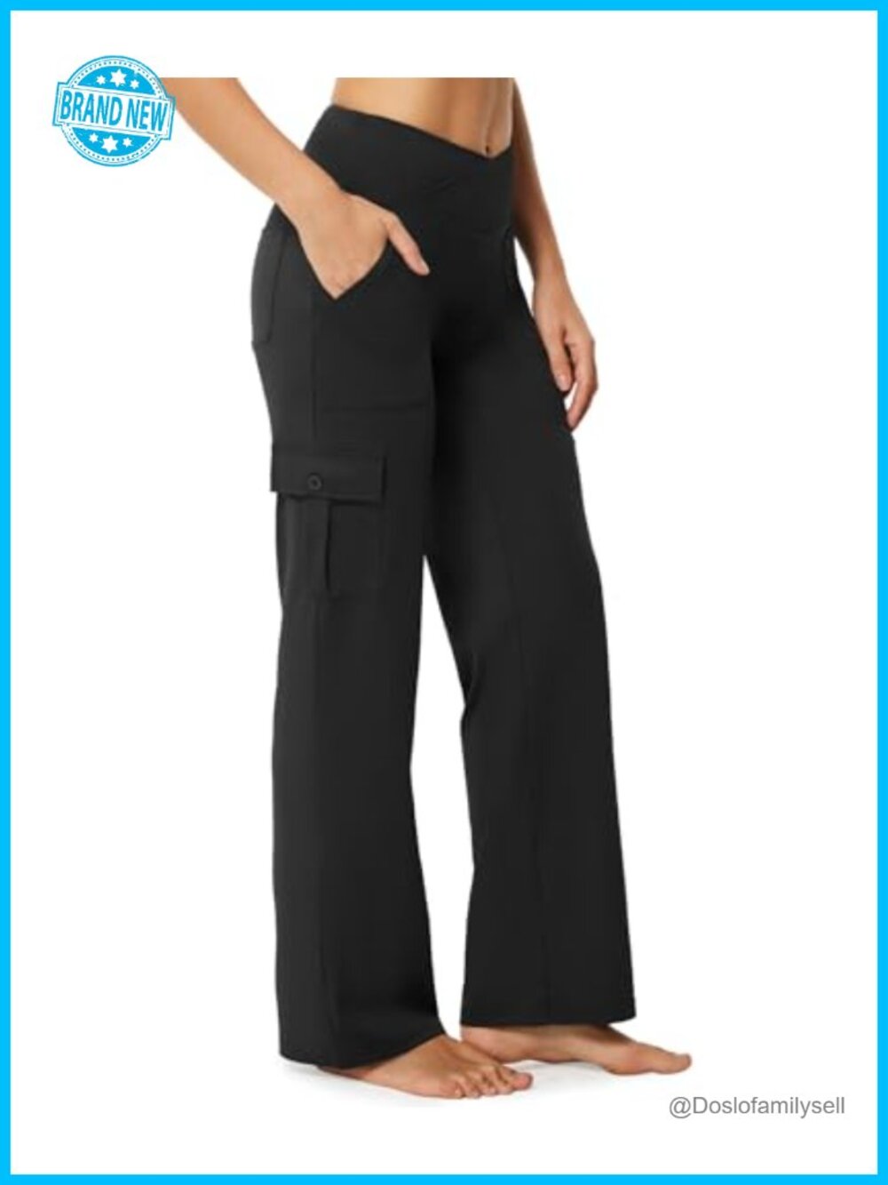 Women's Yoga Pants Wide Leg Cargo Pants with 6 Pockets